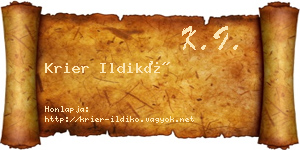 Krier Ildikó névjegykártya